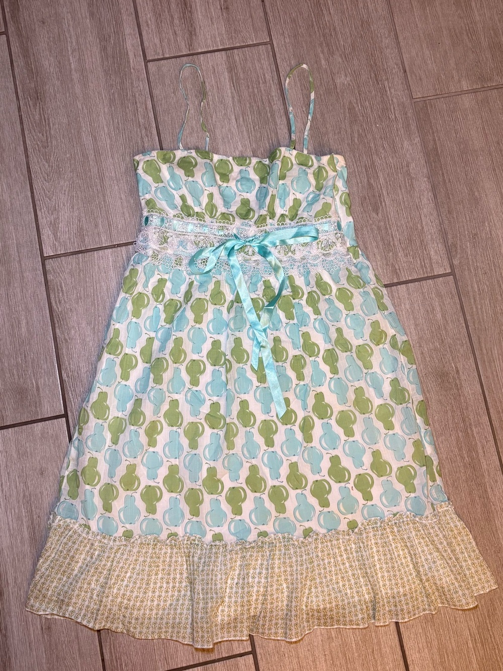 City Triangles Aqua and Green Spaghetti-Strap Sundress with Waist Tie